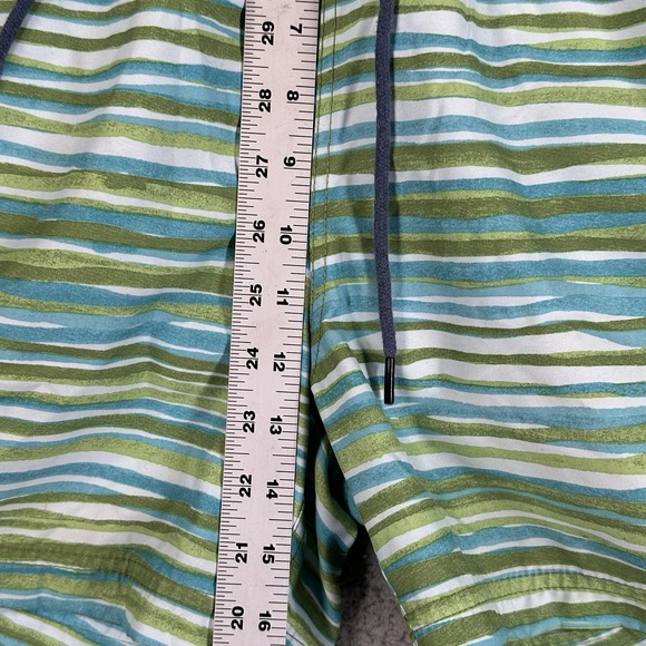 Nautica Swim Trunks Men L Green Blue Stripes Mesh Lined Beach Summer Pool Party - Picture 6 of 8